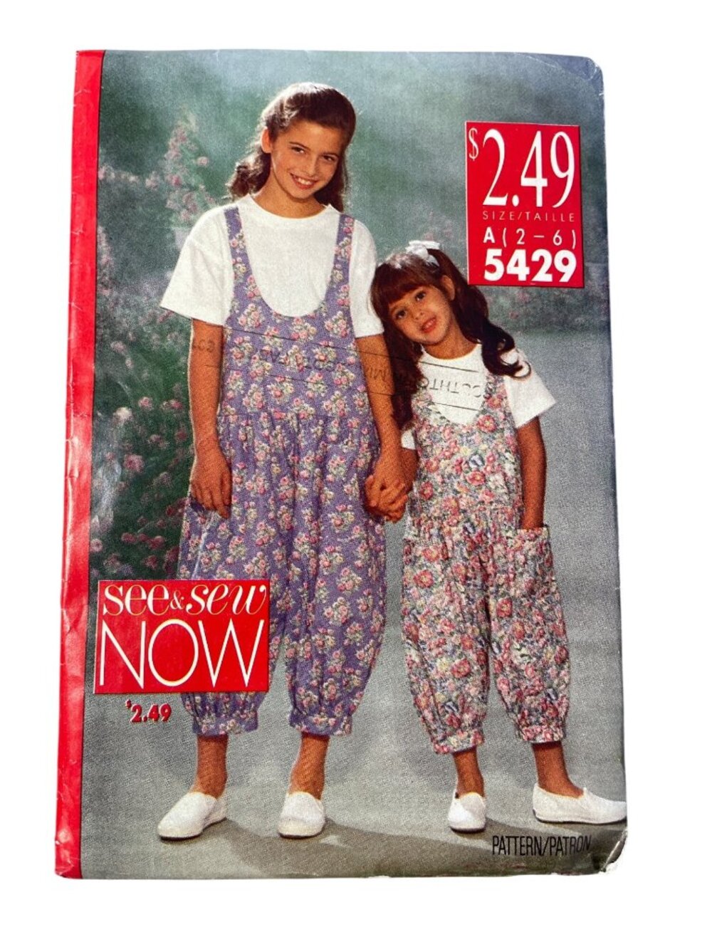 Vintage 90s Butterick See & Sew 5429 Pattern Sizes 2-6 Girls Jumpsuit & Top CUT